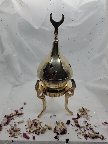 Brass Crescent Moon incense burner (cone)