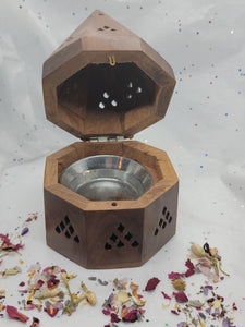 Wood incense burner
